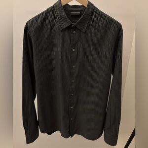 Emporio Armani Casual Collared Shirt Geometric Design Blue/Gray XXL Slim Fit